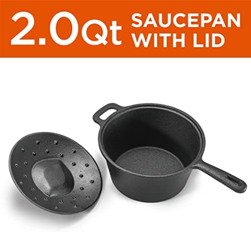 Commercial Chef 2 qt żeliwny rondel z pokrywką