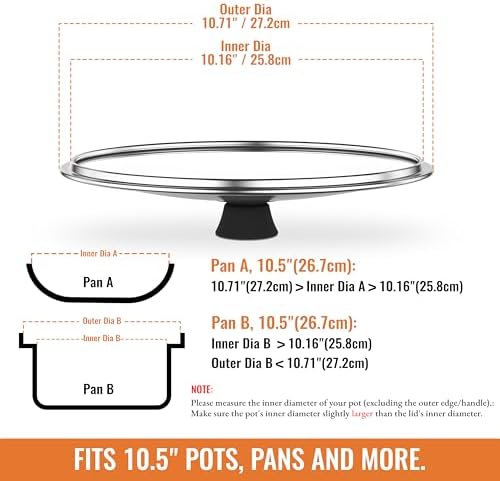 Szklana pokrywka 10,5″ z szerokim stalowym rantem